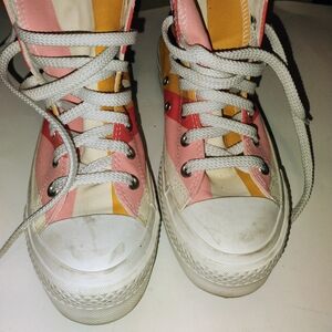 Vibrant Striped High-Top Sneakers